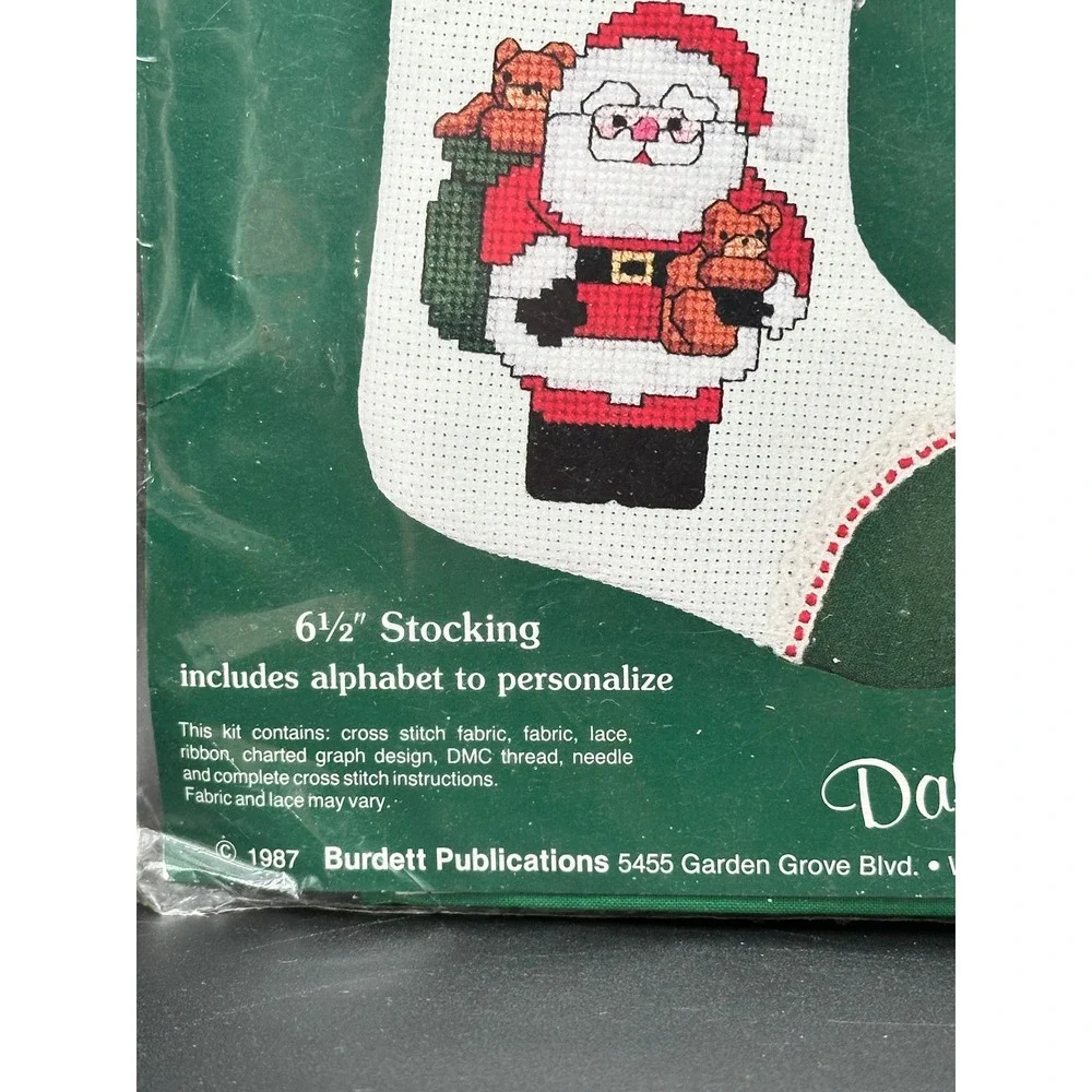 Vintage Dale Burdett Santa Stocking Cross Stitch Kit  Personalized‎ Ornament